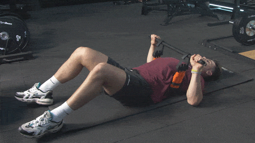 Bench press Bench Press mit einem Widerstandsband