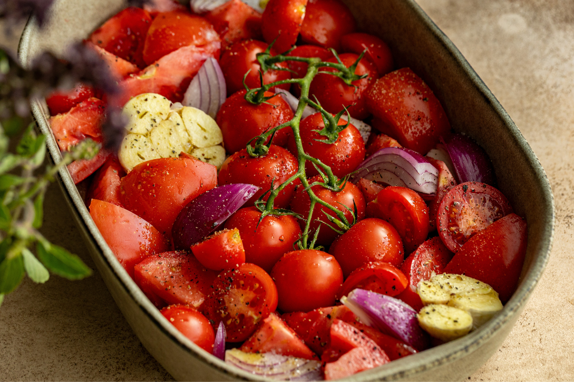 Tomatensuppe - Rösten des Gemüses