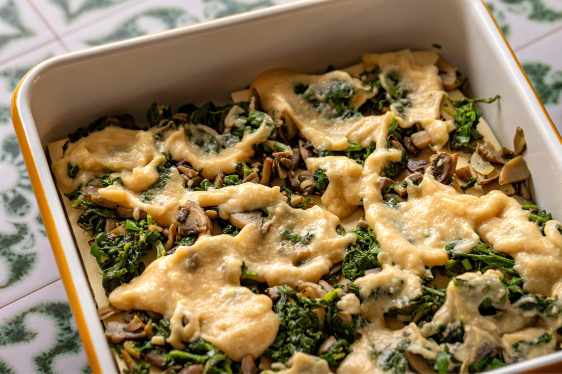 Vegane Spinat-Lasagne – gebacken