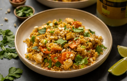 Fitness-Rezept: Quinoa Stir Fry mit Tofu und Erdnüssen