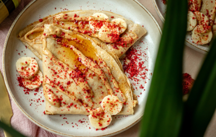 Fitness-Rezept: Dinkel-Pfannkuchen mit Obst und Erdnussbutter