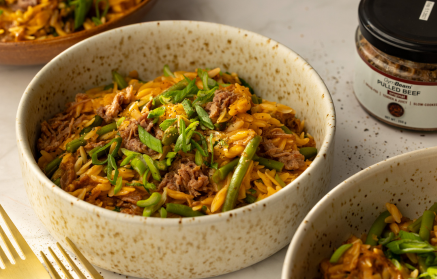 Fitness-Rezept: One-Pot Orzo mit Pulled Beef