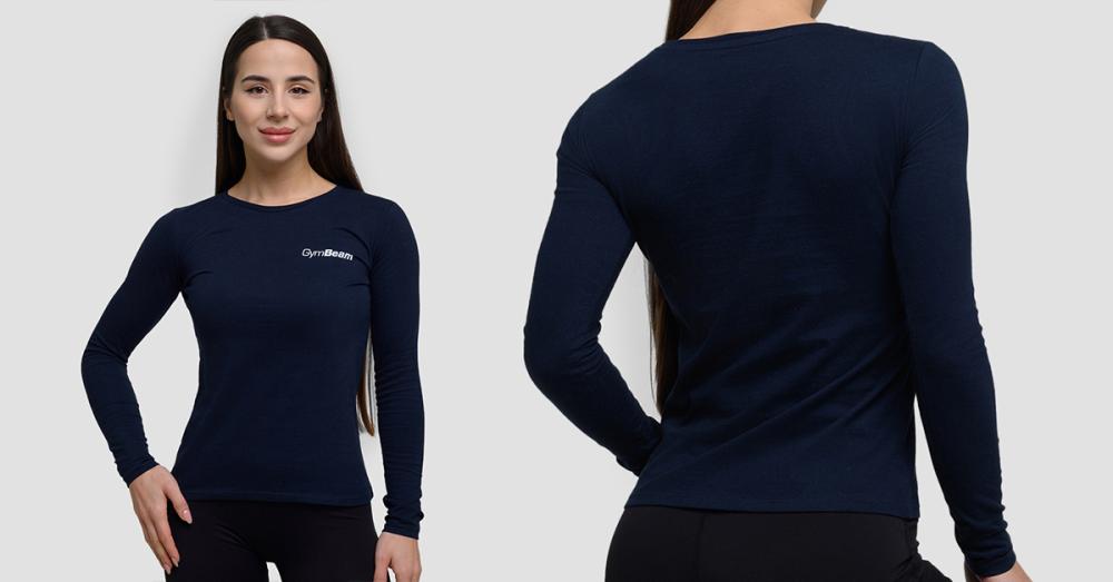 Women's Basic Long Sleeve T-Shirt Navy - GymBeam