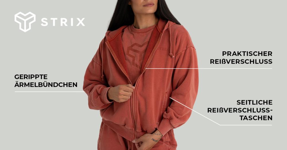 Women's Zip Washed Hoodie Terra - STRIX