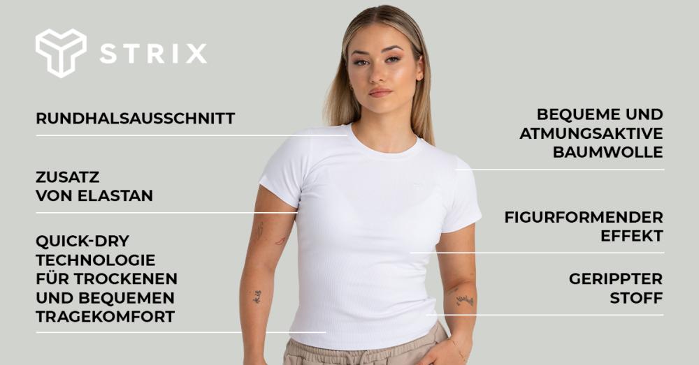 Women's Ribbed Tee White - STRIX