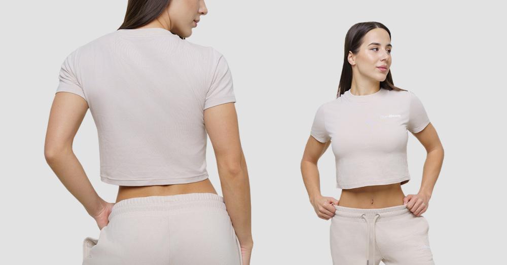 Women's Agile Cropped T-Shirt Desert - GymBeam