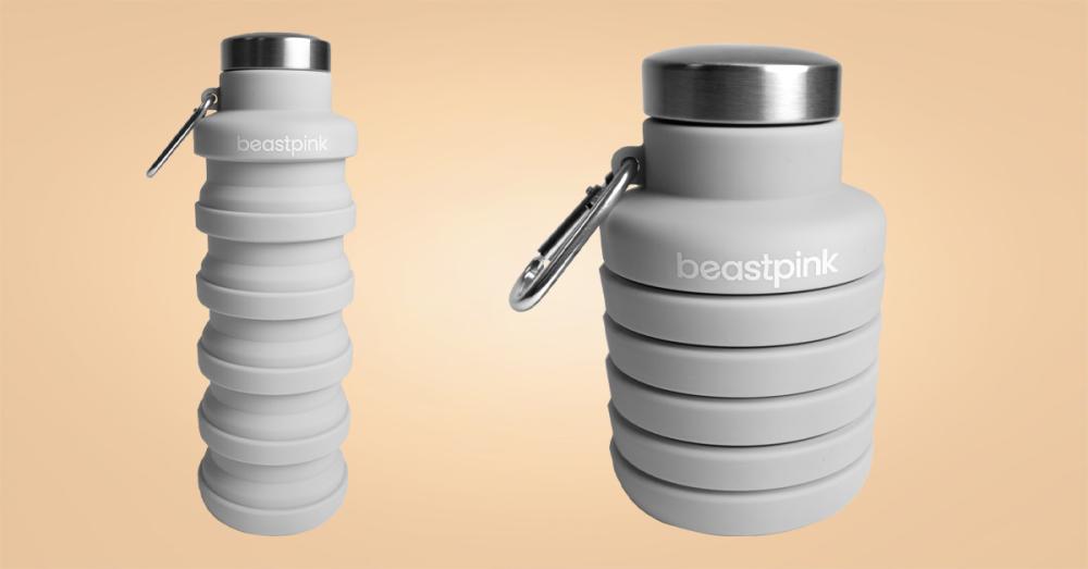 Faltbare Wasserflasche Grau 500 ml - BeastPink 