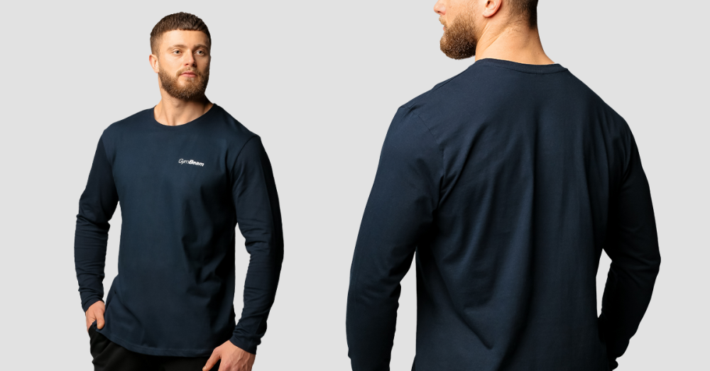 Men's Basic Long Sleeve T-Shirt Navy - GymBeam