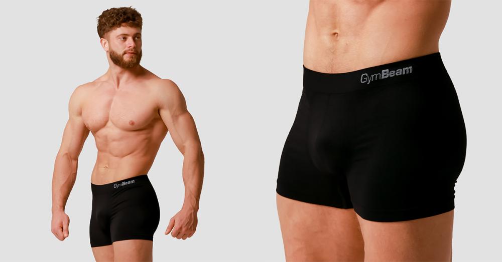 Men's Seamless Boxers 2Pack Black - GymBeam 