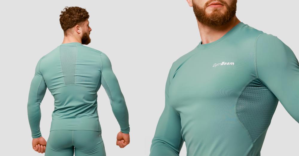 Mid Compression Long Sleeve T-Shirt Blue - GymBeam