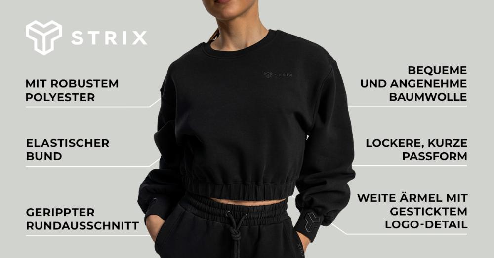 Women's Lunar Cropped Jumper Black - STRIX