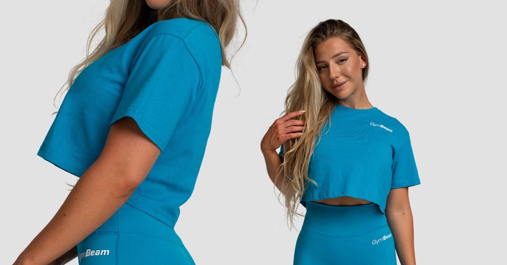 Women's Limitless Cropped T-shirt Aquamarine - GymBeam