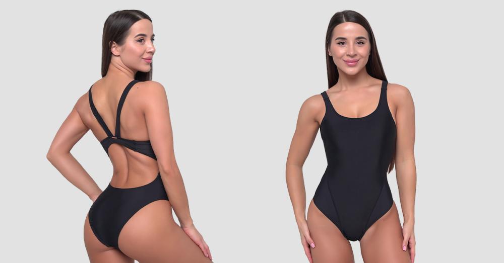 Sports One Piece Swimsuit Black - GymBeam