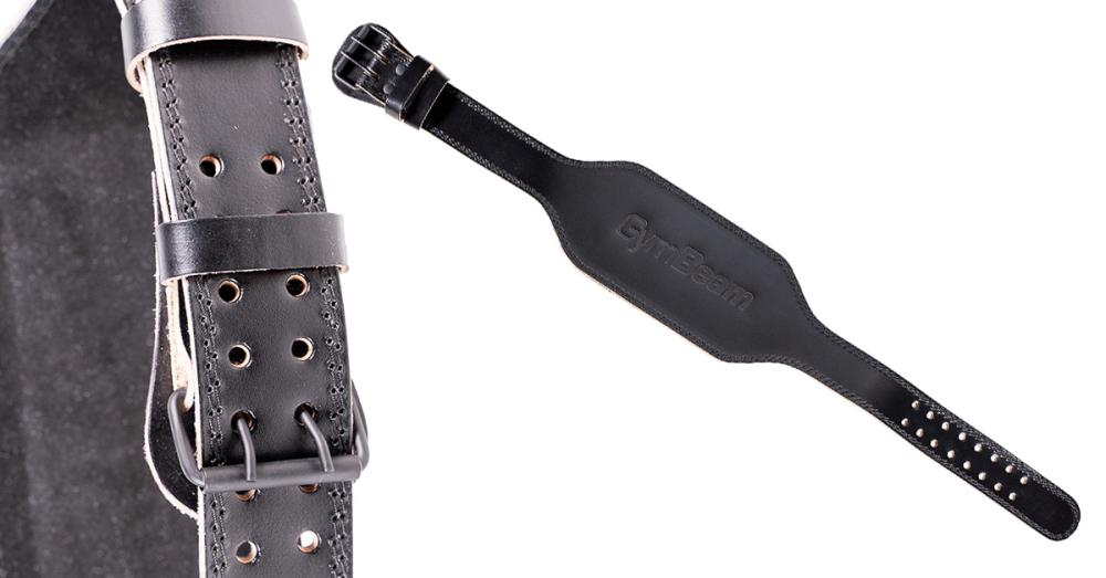 Vollleder-Fitnessgürtel Schwarz - GymBeam