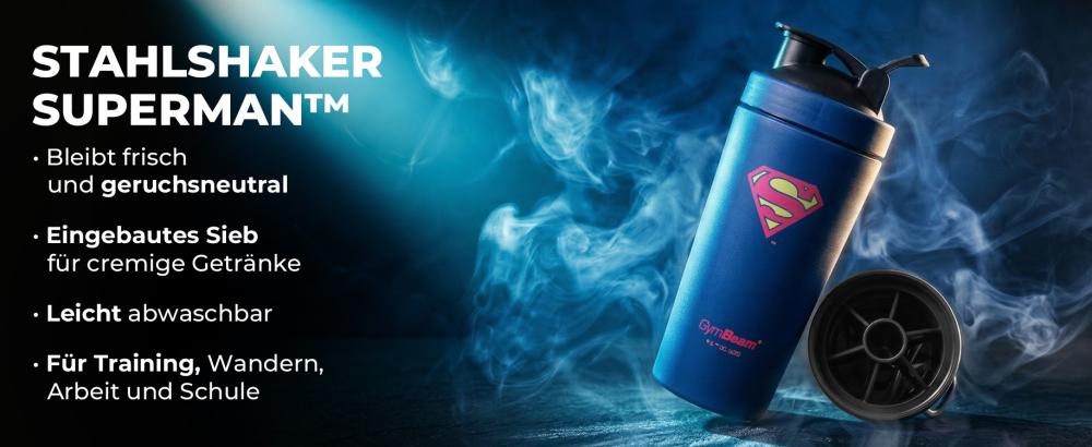 Vorteile von Stahl Shaker Superman™ 750 ml - GymBeam