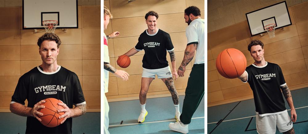 Oversized Varsity T-Shirt in Black - GymBeam