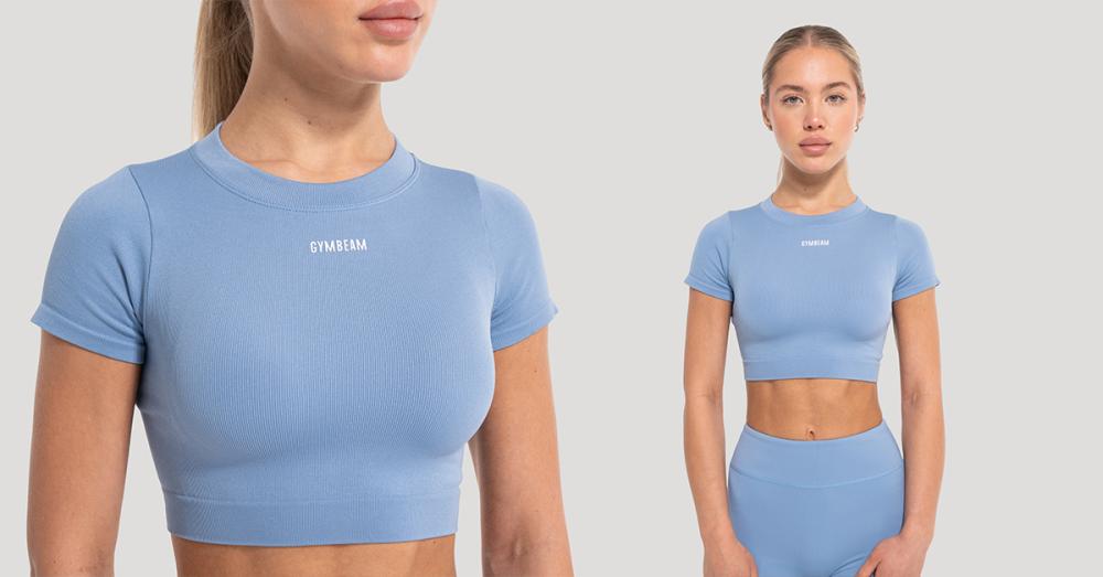 Damen-Crop-Top Flow Azure – GymBeam