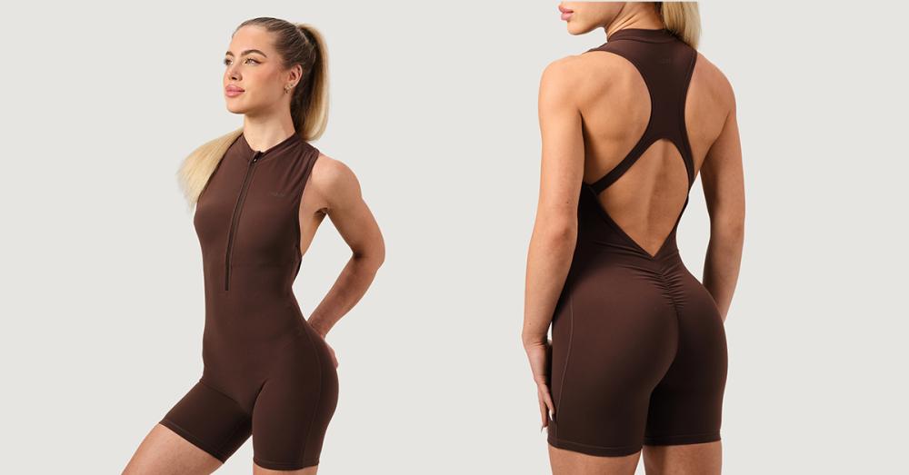  NEO Zip-Up Jumpsuit für Frauen in Mocha - GymBeam