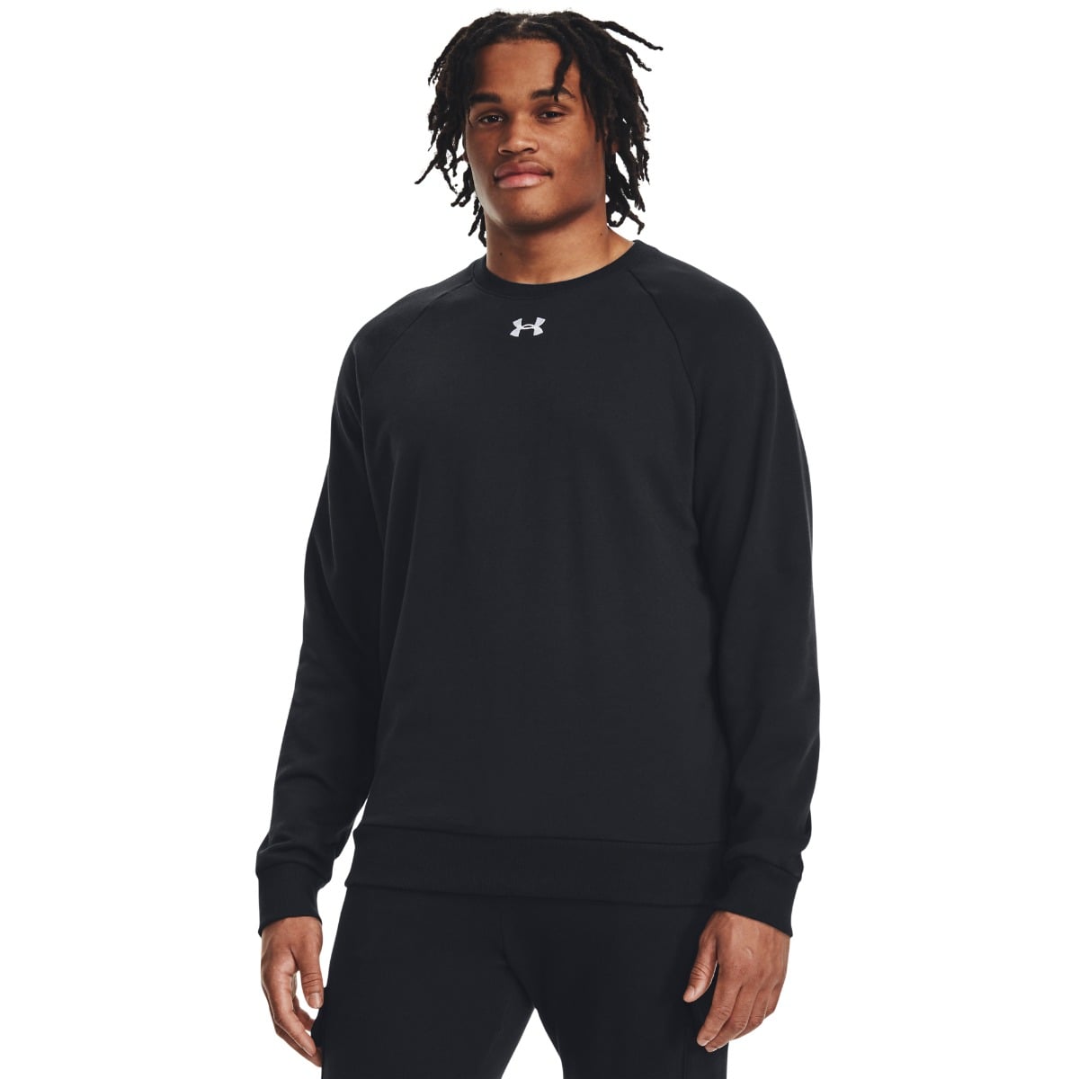 UA Rival Fleece Crew Sweatshirt in Black - Under Armour