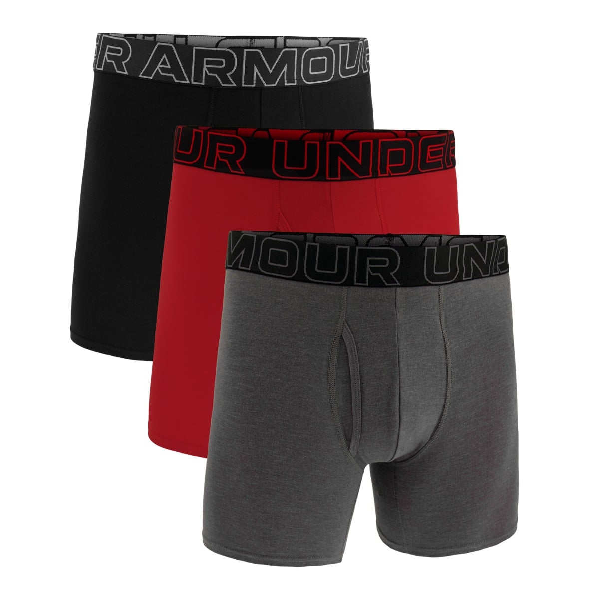 Perf Cotton Boxershorts für Männer 6in im 3er-Pack in Grey - Under Armour