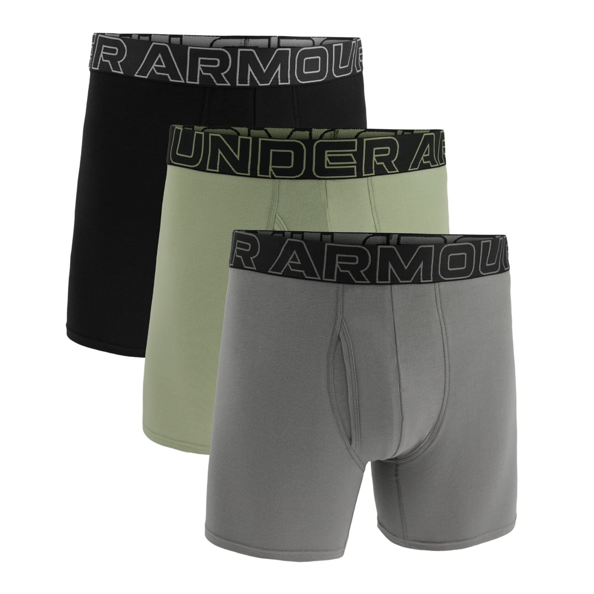 Perf Cotton Boxershorts für Männer 6in im 3er-Pack in Green - Under Armour