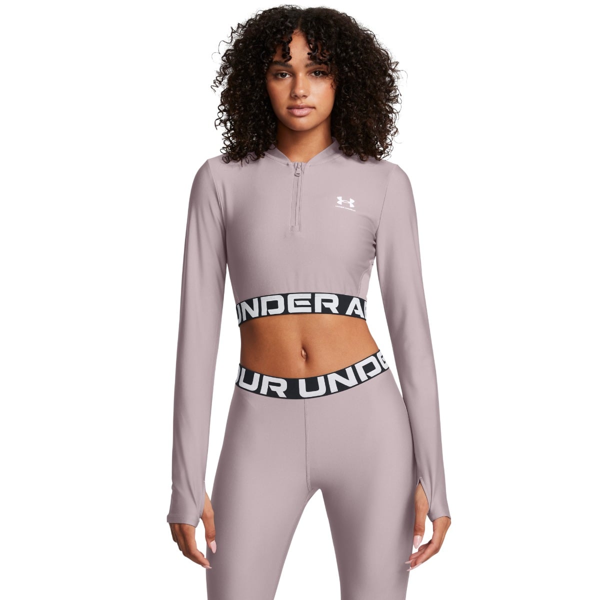 HeatGear Rib 1/4 Zip LS Top für Frauen in Grey - Under Armour