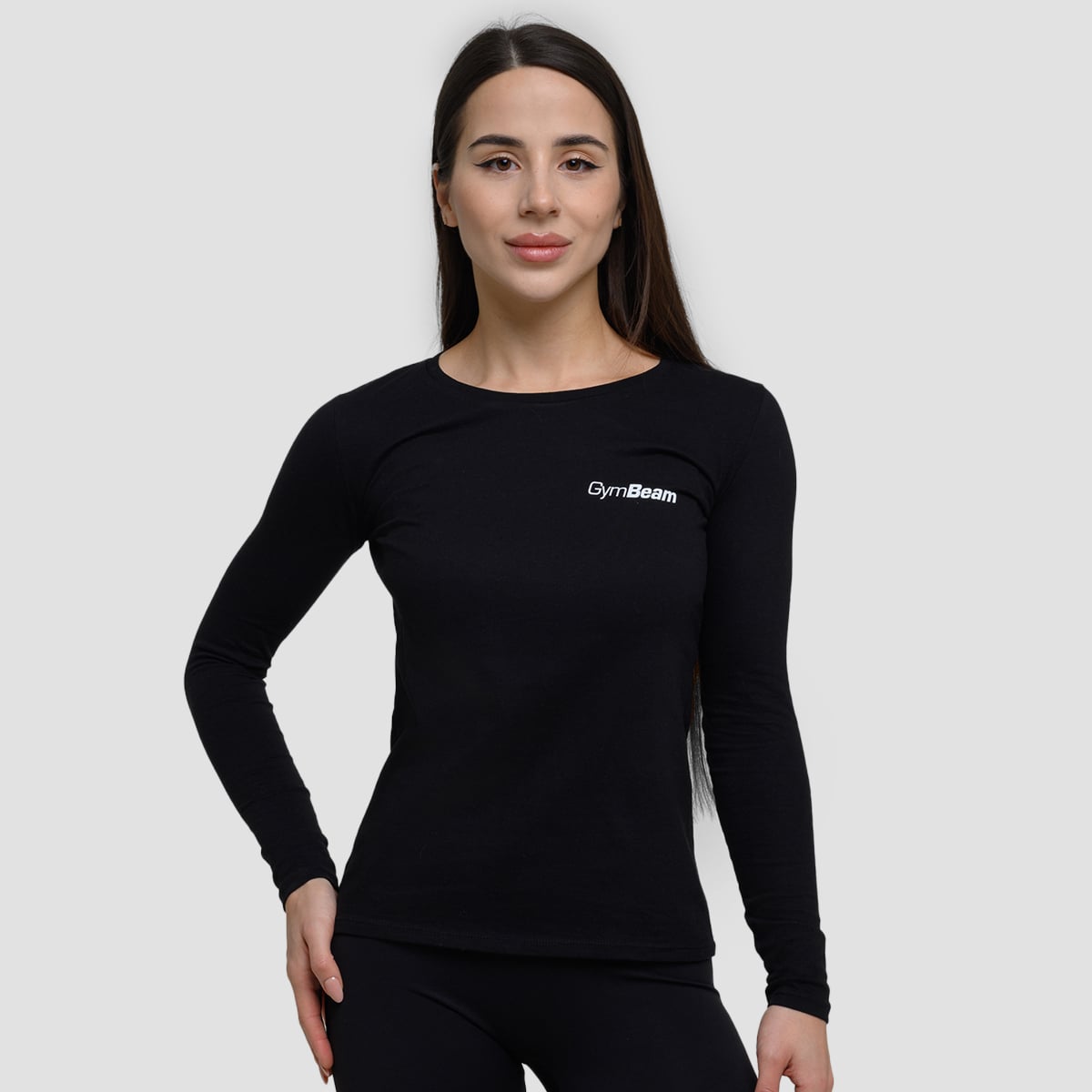 Basic Langarm T-Shirt in Black - GymBeam