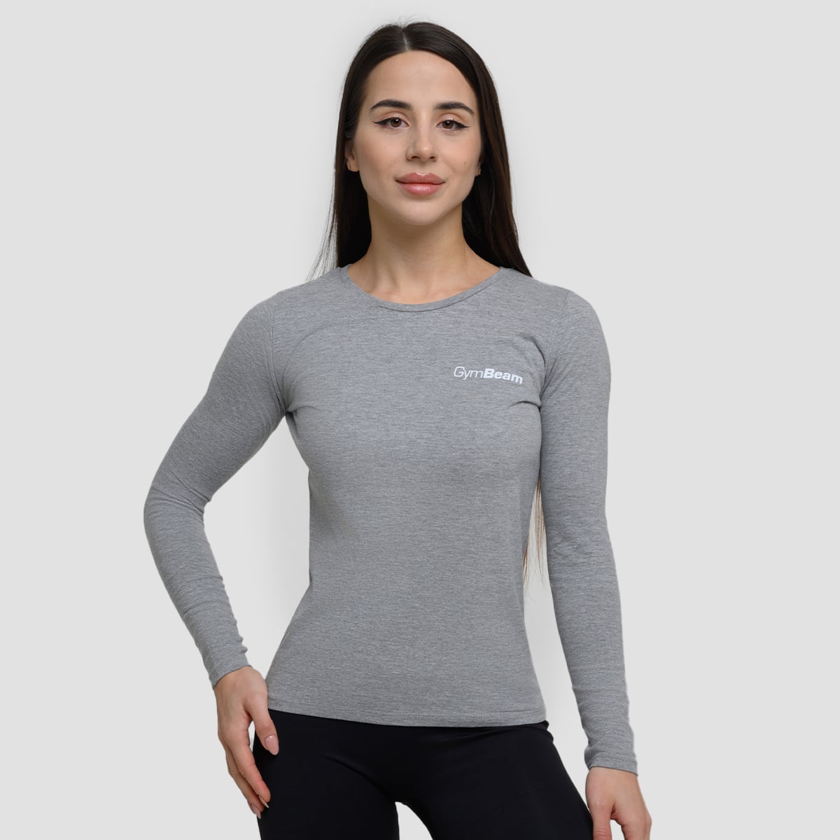 Basic Langarm T-Shirt in Grey - GymBeam