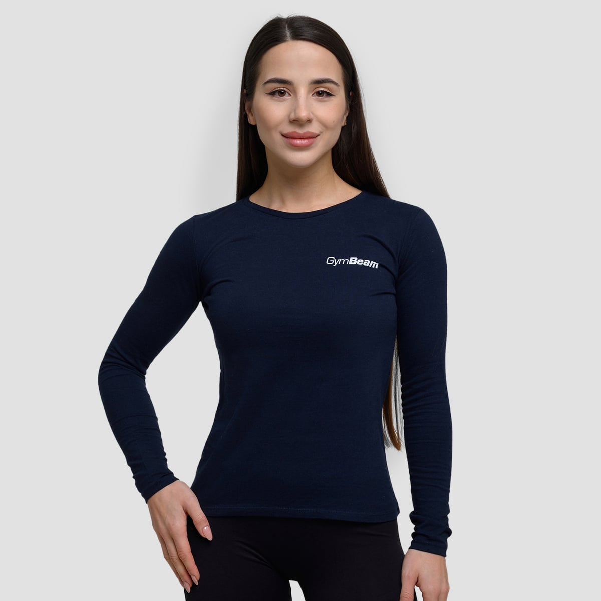 Basic Langarm T-Shirt in Navy - GymBeam