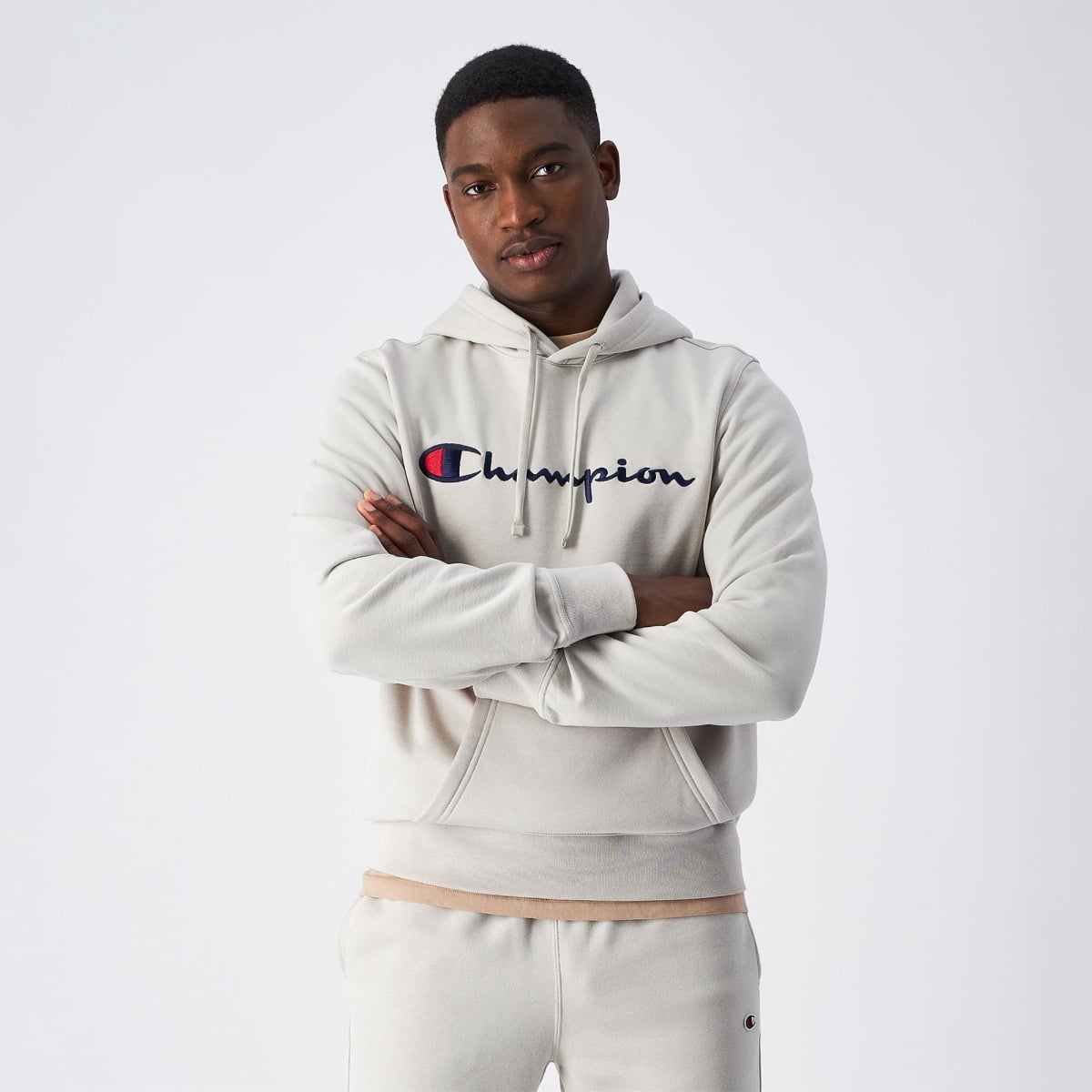 Big Logo Fleece Hoodie in Grey - Champion