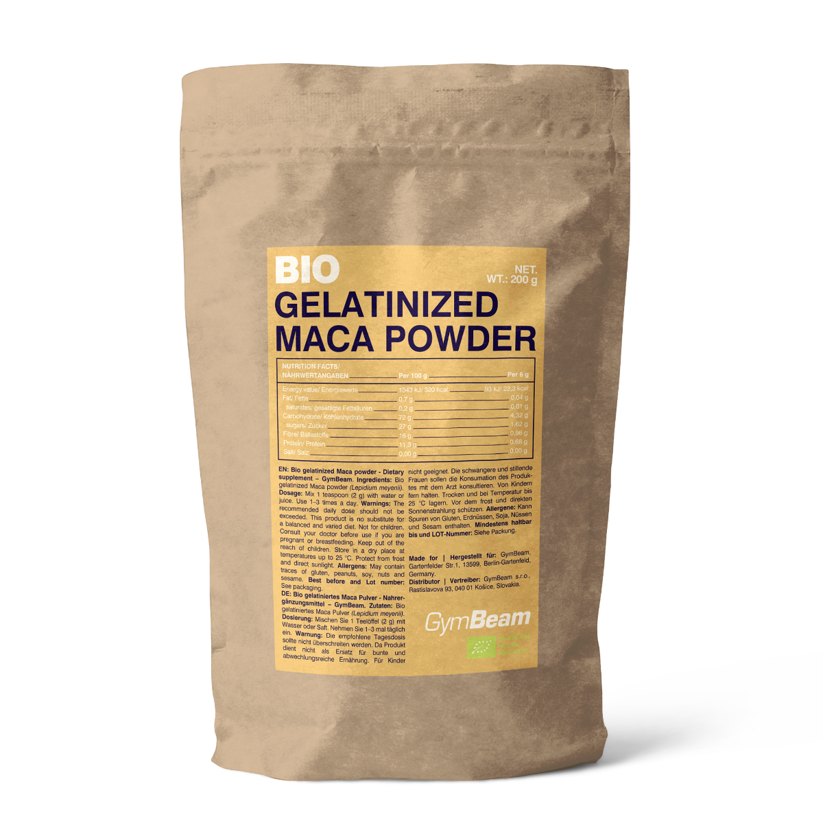 BIO Gelatiniertes Maca-Pulver - GymBeam