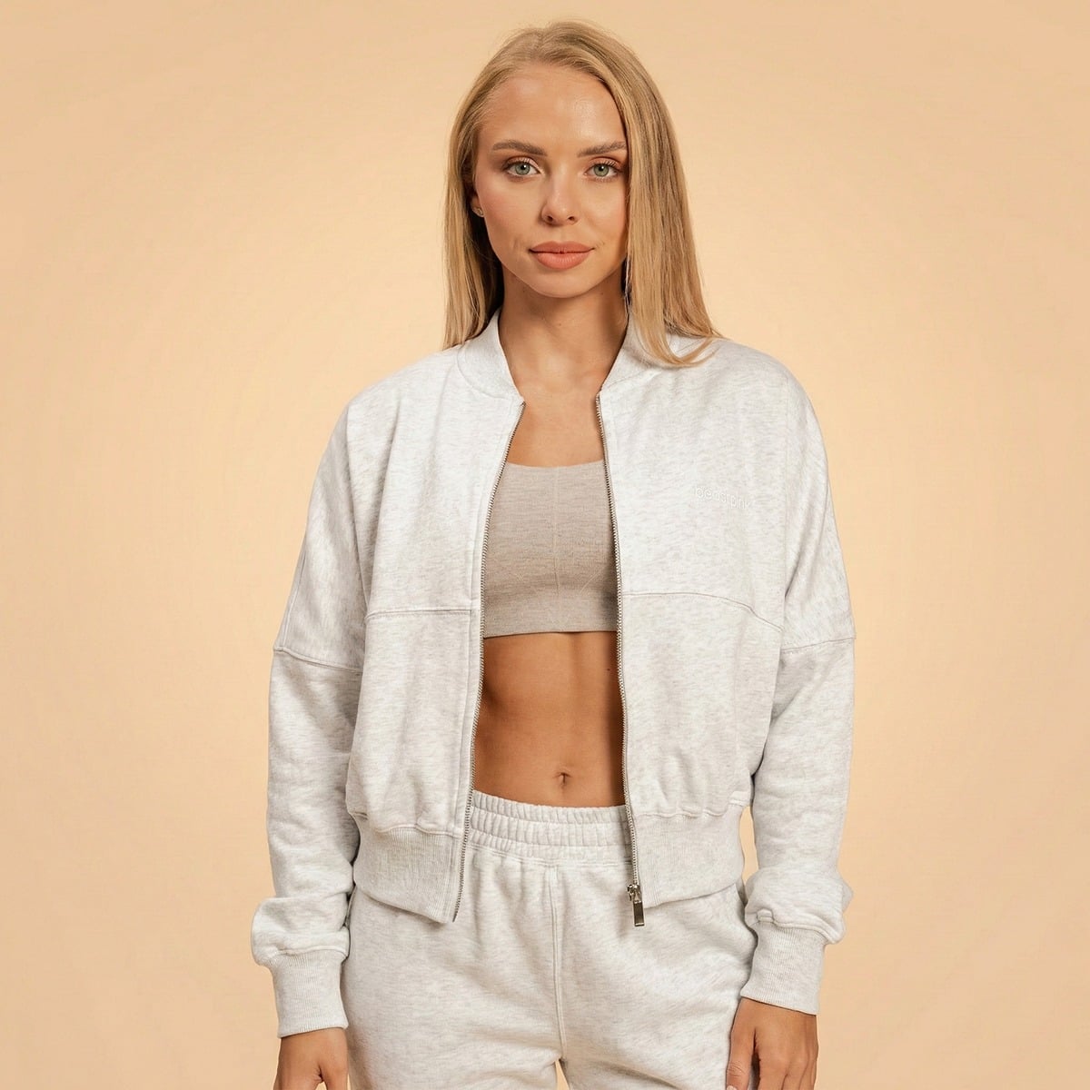 Bliss Zip-Up Sweatshirt für Frauen in Grey - BeastPink