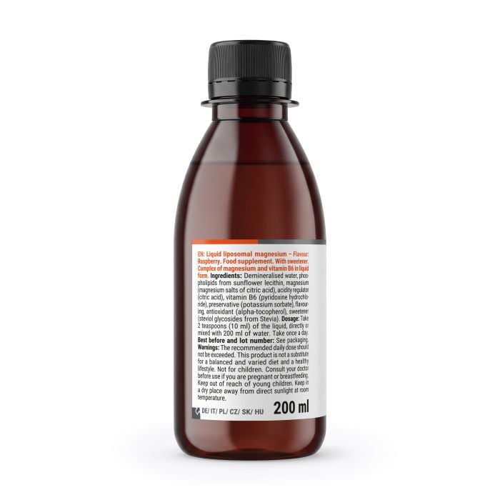 Flüssiges liposomales Magnesium - GymBeam 200 ml - Himbeere