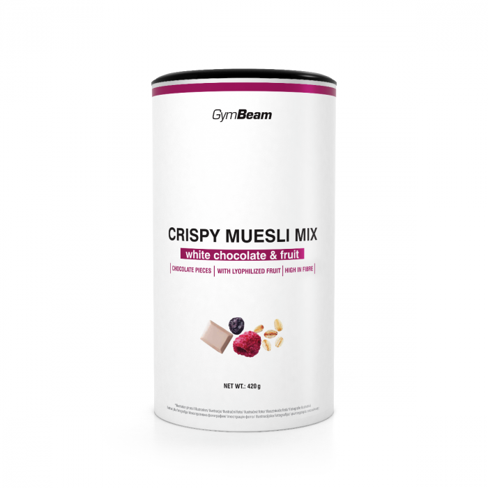 Knuspermüsli Mix - GymBeam 420 g - white chocolate fruit