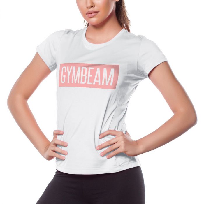 T-Shirt für Damen Box Logo White Pink - GymBeam