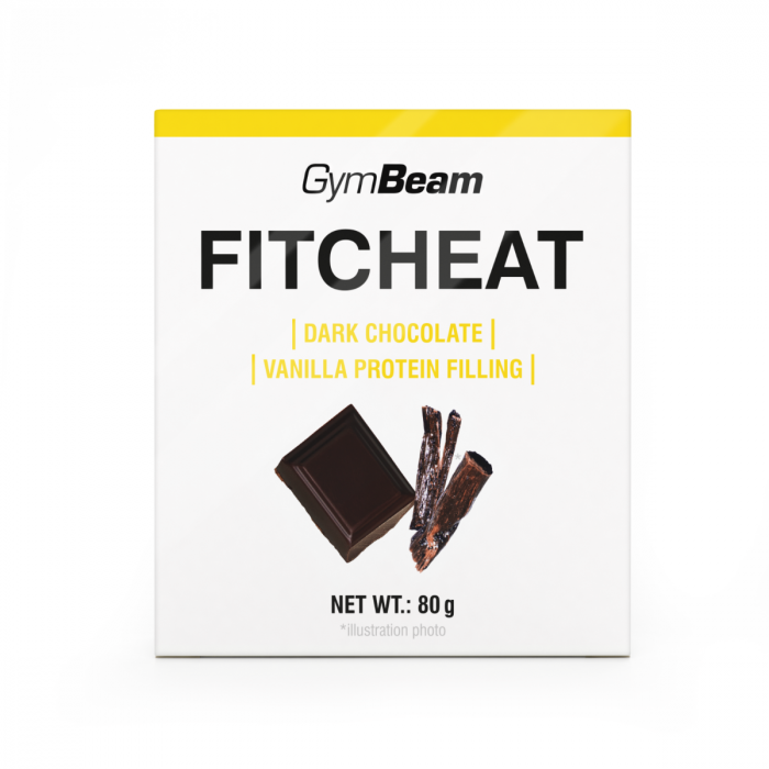 Fitcheat Protein Schokolade - GymBeam 80 g - dunkle Schokolade Vanille