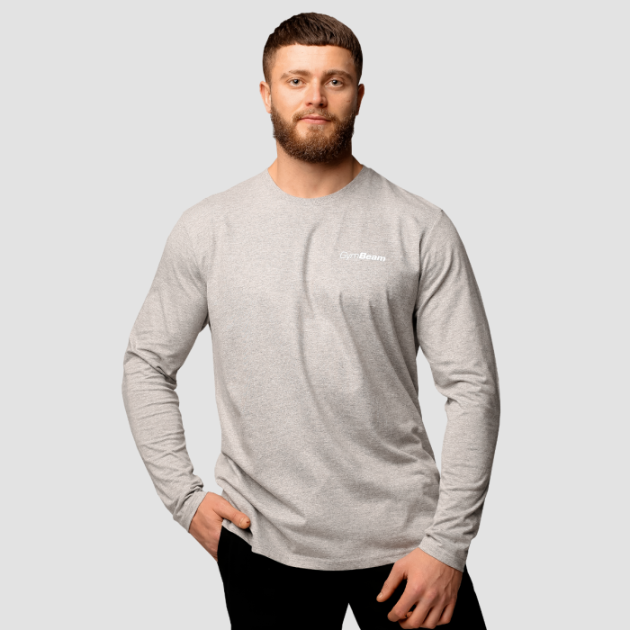 Basic Langarm T-Shirt für Männer Grey - GymBeam XXL