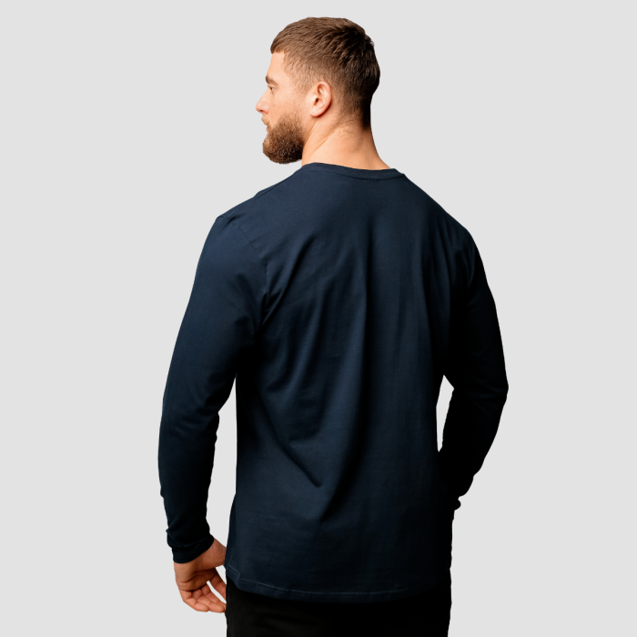 Basic Langarm T-Shirt für Männer Navy - GymBeam XXXL