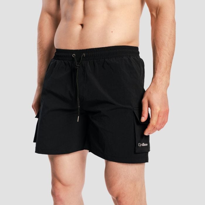 Men‘s Swim Cargo Shorts Black - GymBeam XL