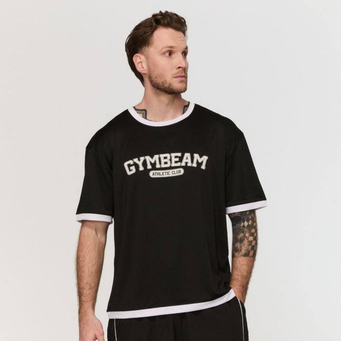 Oversized Varsity T-Shirt Black - GymBeam XL