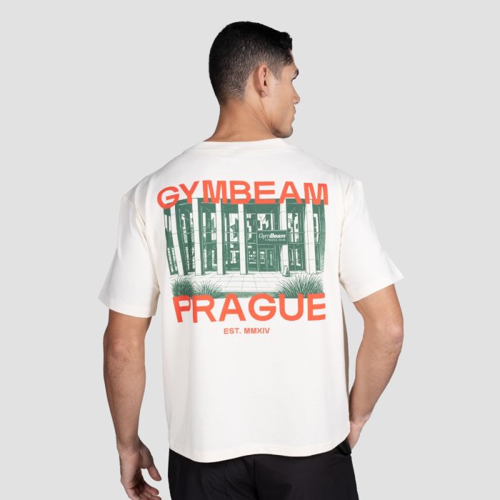 Prague T-shirt Cream - GymBeam XXL
