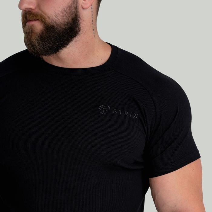 Ribbed T-Shirt in Black - STRIX XL
