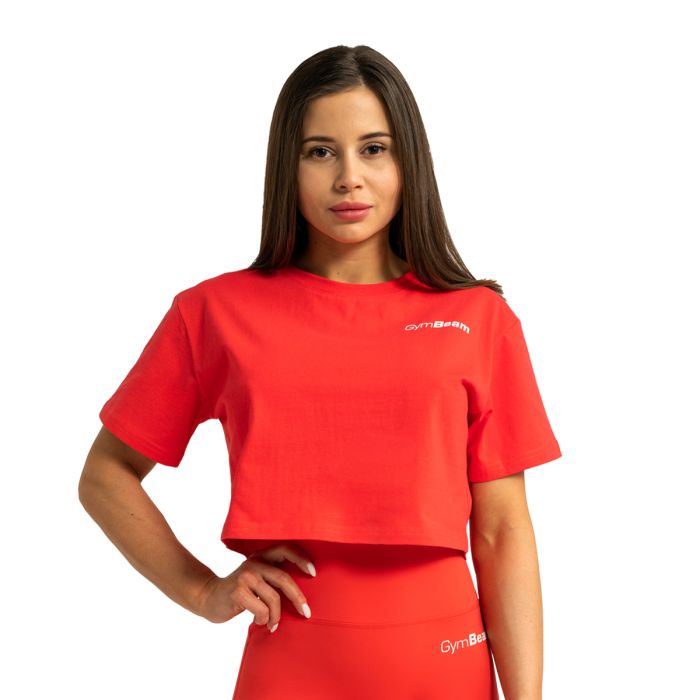 Limitless Cropped T-Shirt für Frauen Hot Red - GymBeam L