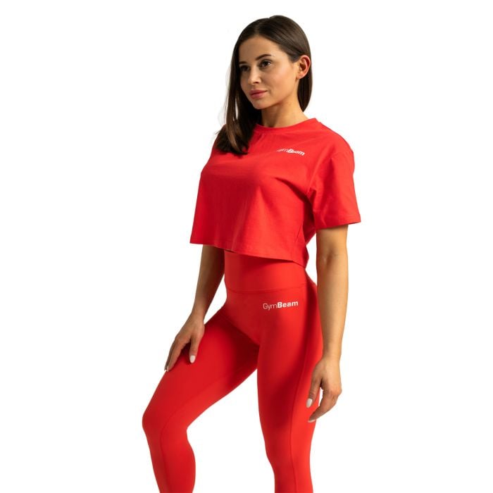 Limitless Cropped T-Shirt für Frauen Hot Red - GymBeam L