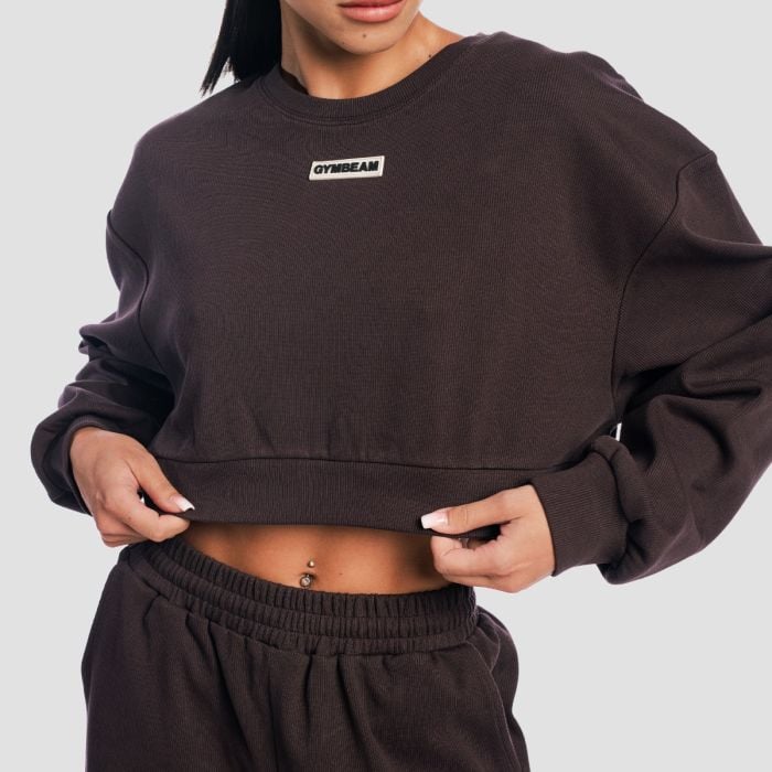 Women‘s Aura Cropped Sweatshirt Tee Brown - GymBeam M