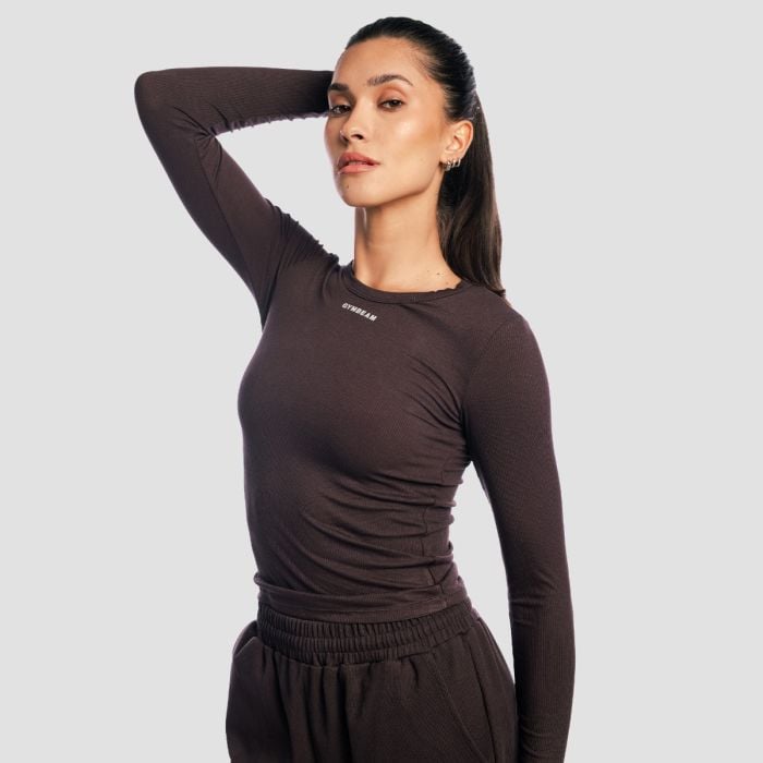 Women‘s Aura Long Sleeve T-Shirt Tee Brown - GymBeam XL