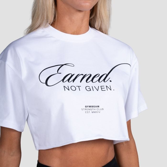 Women‘s Earned Cropped T-shirt White - GymBeam S