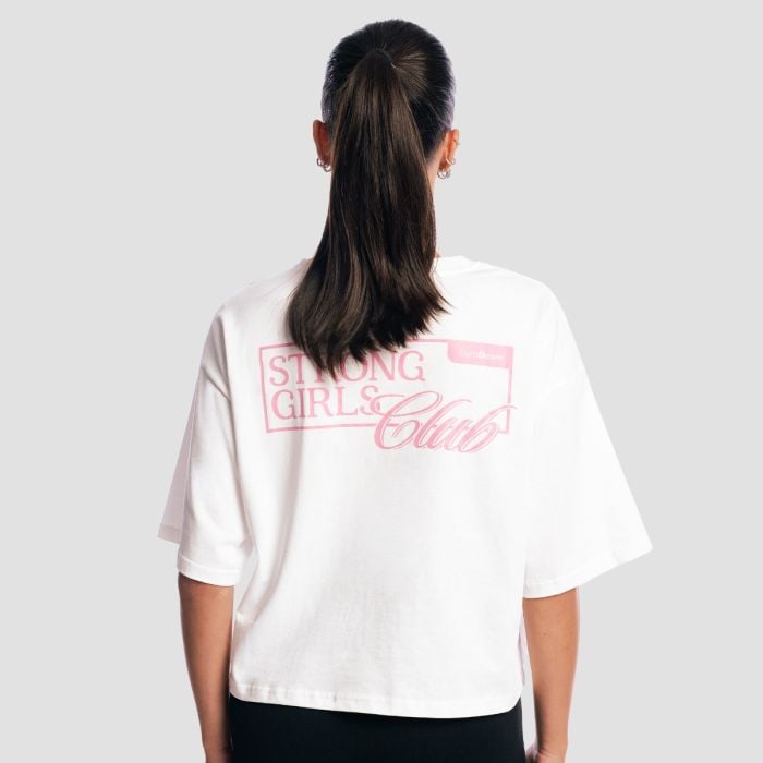 Women‘s Girls Club Boxy T-shirt White - GymBeam L