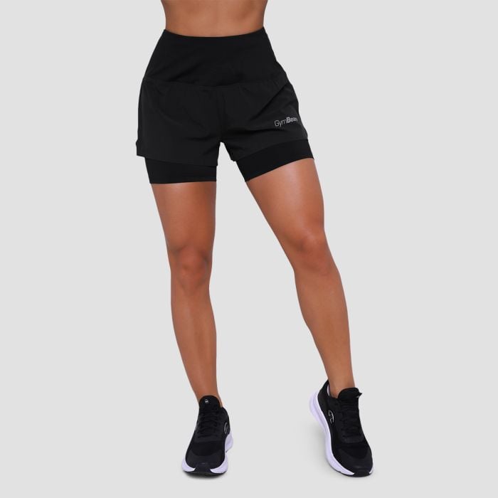 Pulse 2in1-Laufshorts für Frauen in Black – GymBeam XL