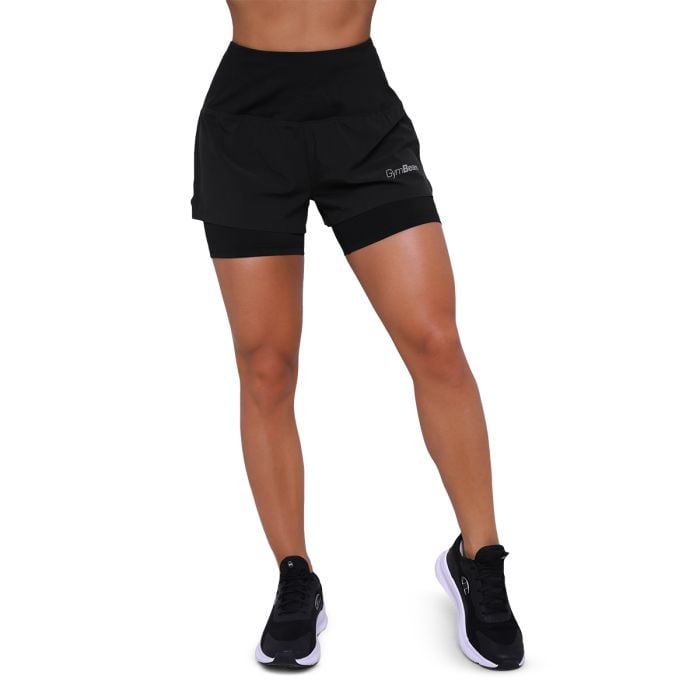 Pulse 2in1-Laufshorts für Frauen in Black – GymBeam XL